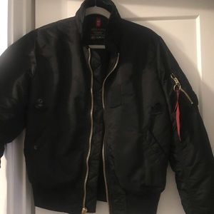Black aviation bomber jacket